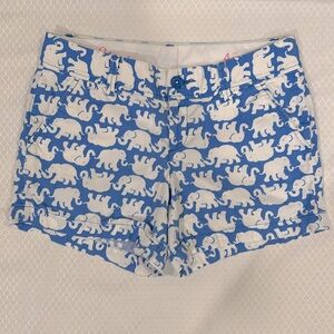 Lilly Pulitzer Callahan Shorts, blue shorts w/white elephants, Tusk in the e Sun
